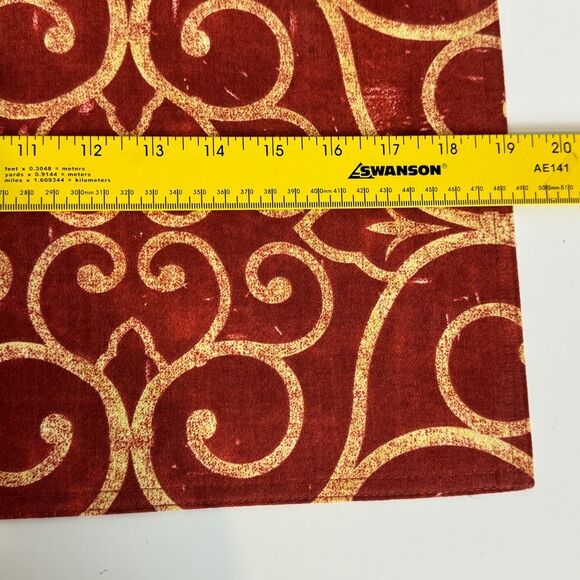 4 Red Yellow Scroll Pattern Fabric Placemats - Picture 6 of 6